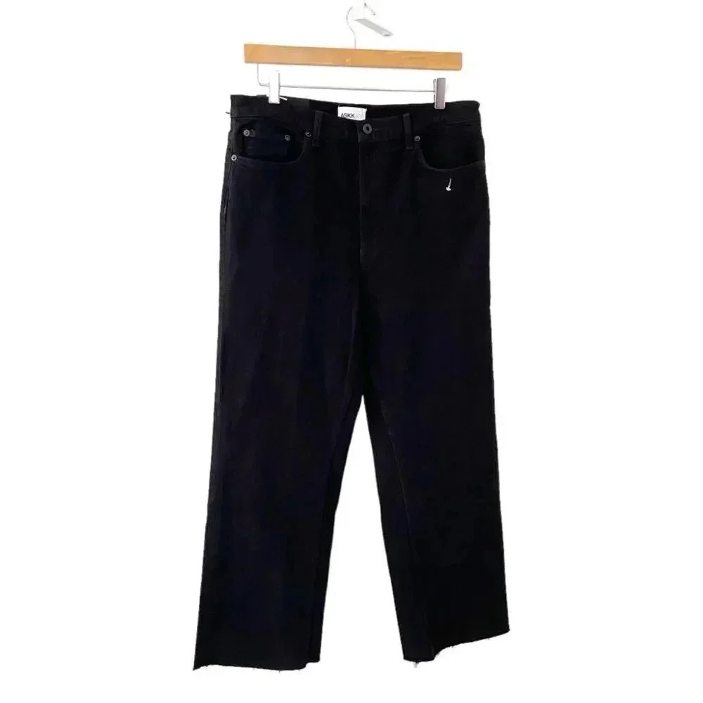 NWT AskkNY Slim Crop Wide Leg Jeans Black Resin size 32 - Picture 4 of 10